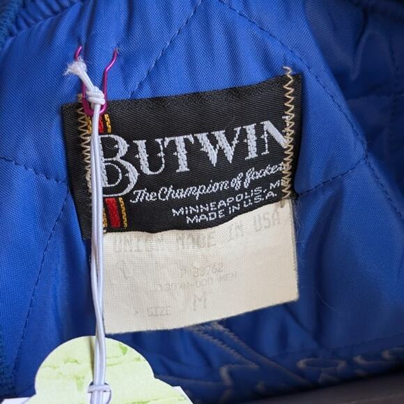 Vintage Blue Varsity Bomber Jacket Preppy Liberty Drill Team Sporty Coat Medium - Picture 11 of 16